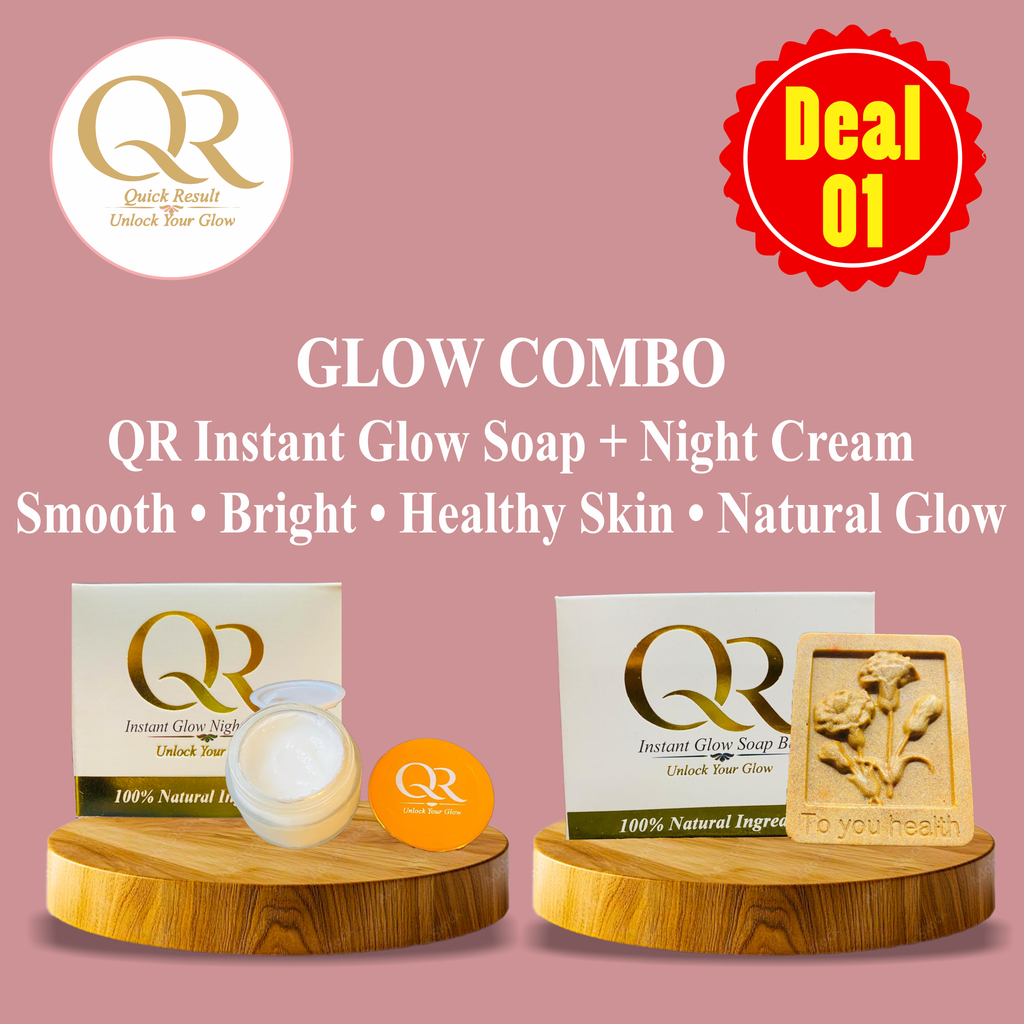 QR Glow Combo Deal 1 -- Instant Glow Soap Bar + Instant Glow Night Cream