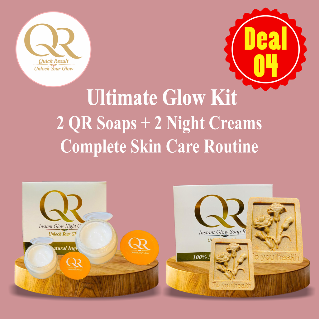 QR Glow Combo Deal 4 - QR Instant Glow Soap (2x) + QR Night Cream (2x)